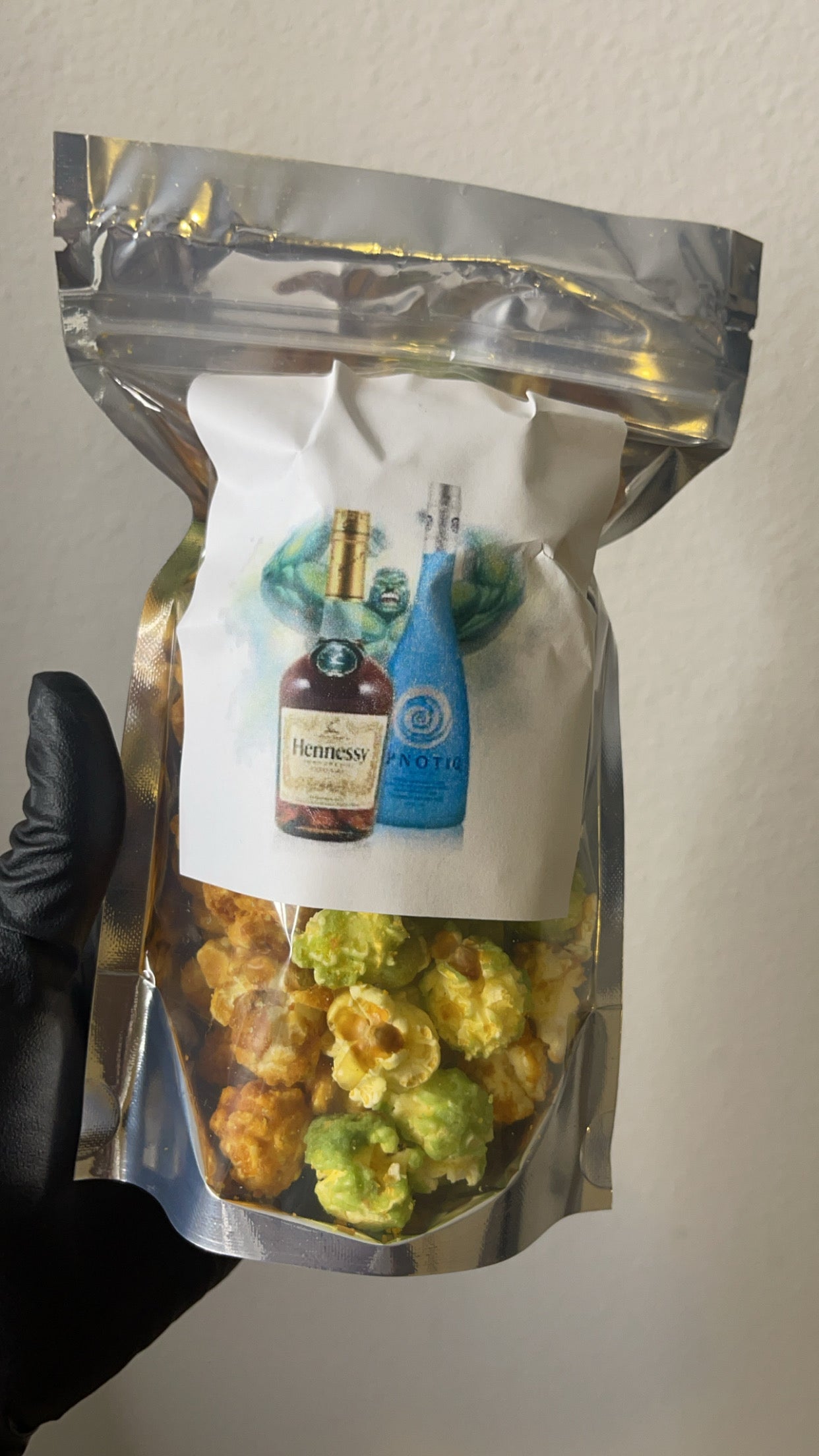 Incredible Hulk Hennessy and Hypnotic alcohol infused popcorn